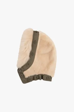 Shearling Leather Hood - Blush / Dark Olive