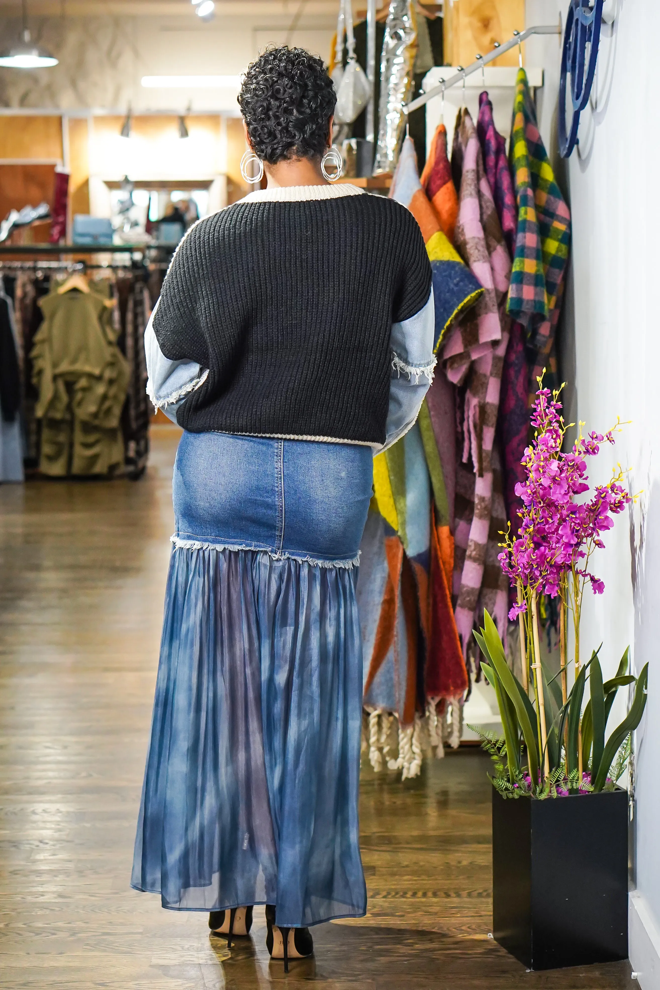 Sheer Fantasy Denim Slit Skirt