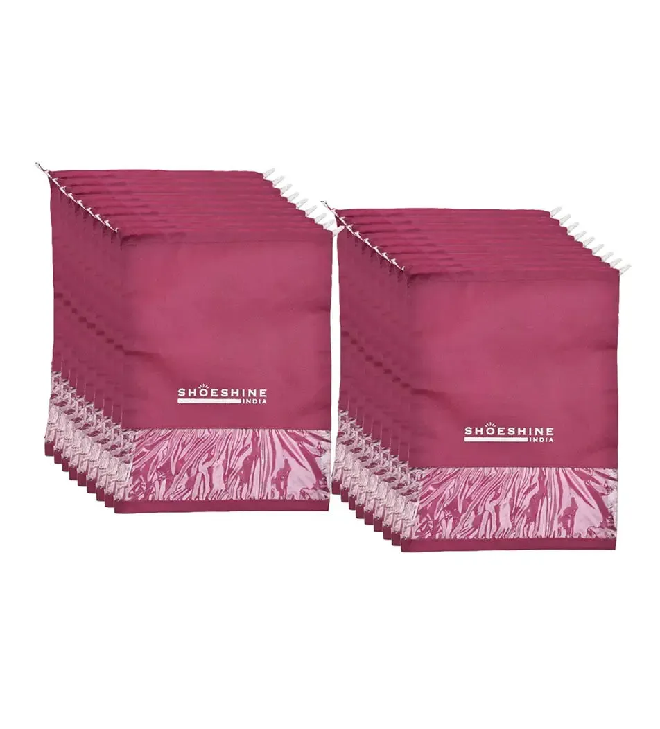 SHOESHINE Shoe Bags (Pack of 6) Travel Shoe Pouch - Maroon
