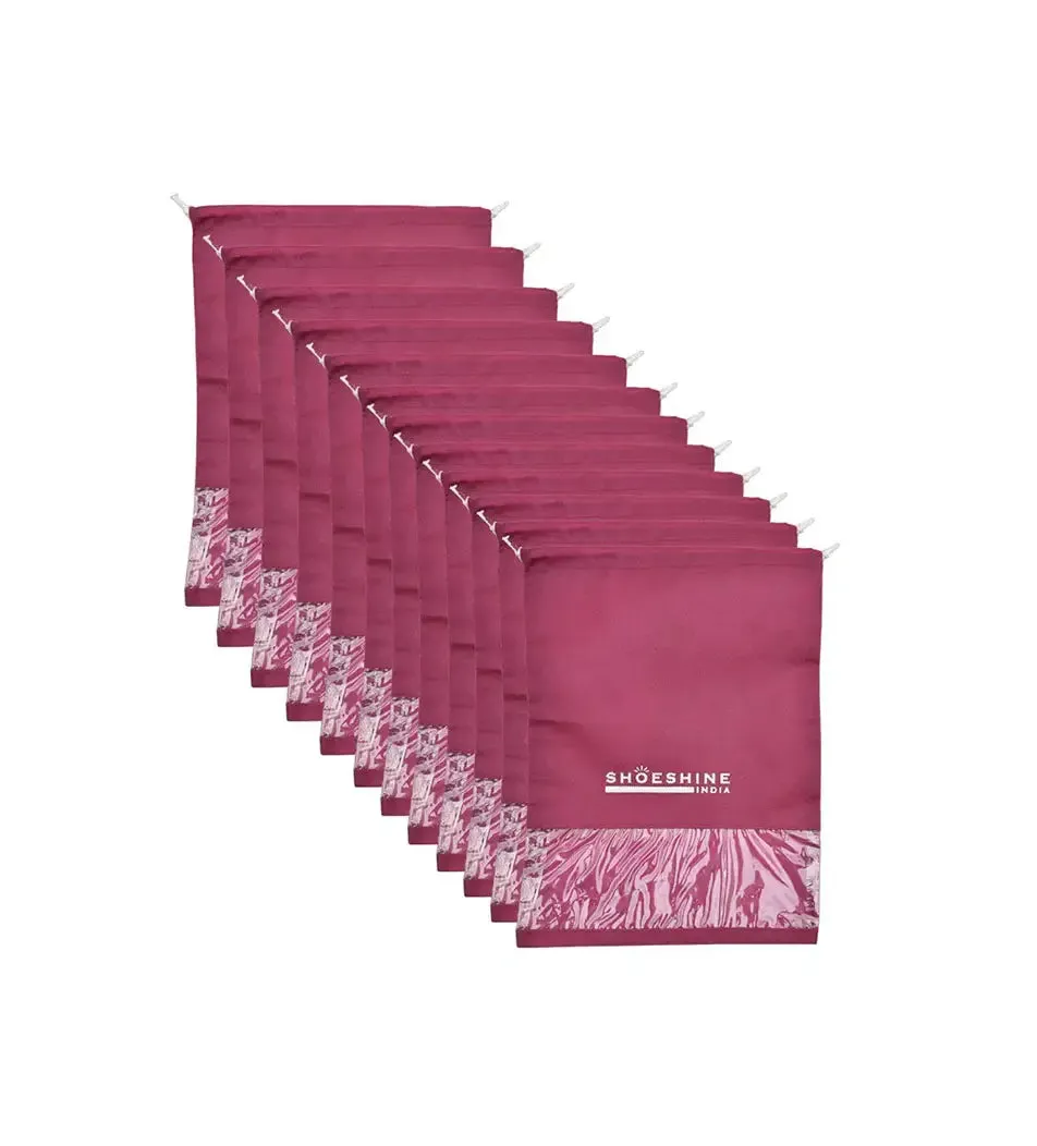 SHOESHINE Shoe Bags (Pack of 6) Travel Shoe Pouch - Maroon