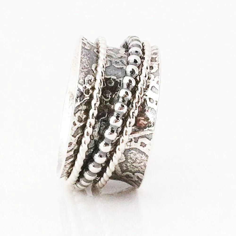 Silver Beaded Dogwood Ring