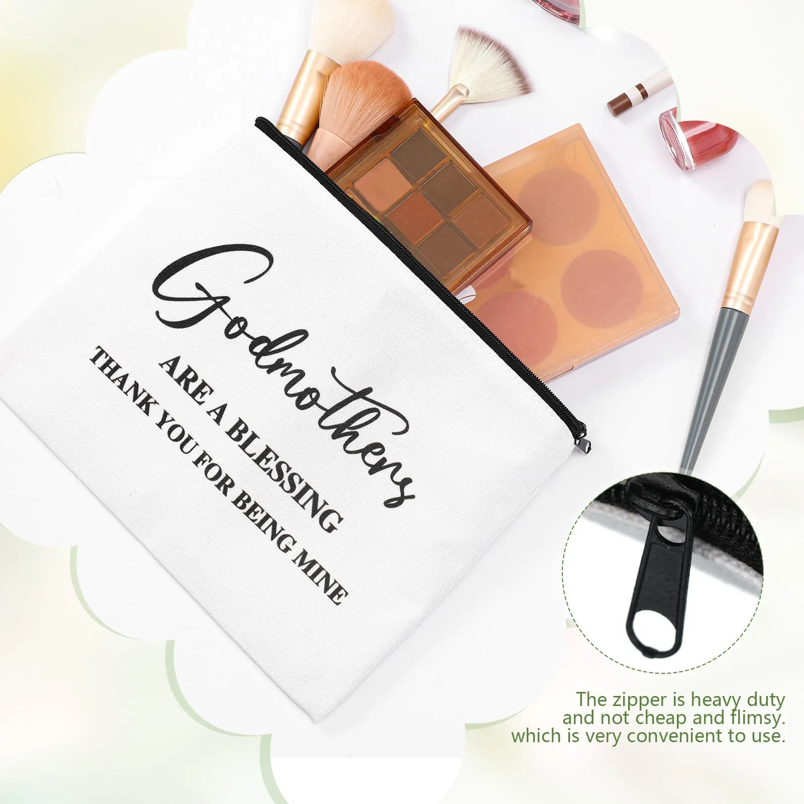 Skylety Godmother Proposal Gifts Set 16 oz Coffee Glass Godmother Cosmetic Bag White Hair Scrunchies,Gift Box, Christmas Gifts for Godmother, Christmas Wedding Holiday Appreciated Gift