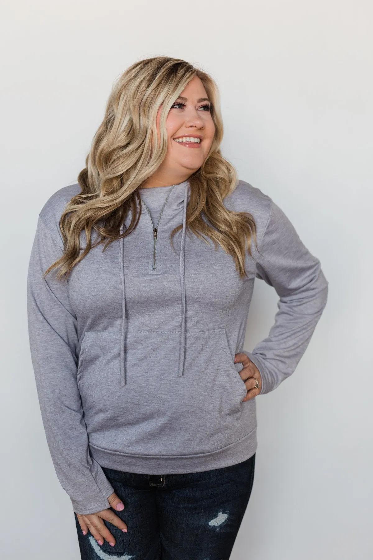 Solid Bliss Quarter Zip Hoodie- Lavender