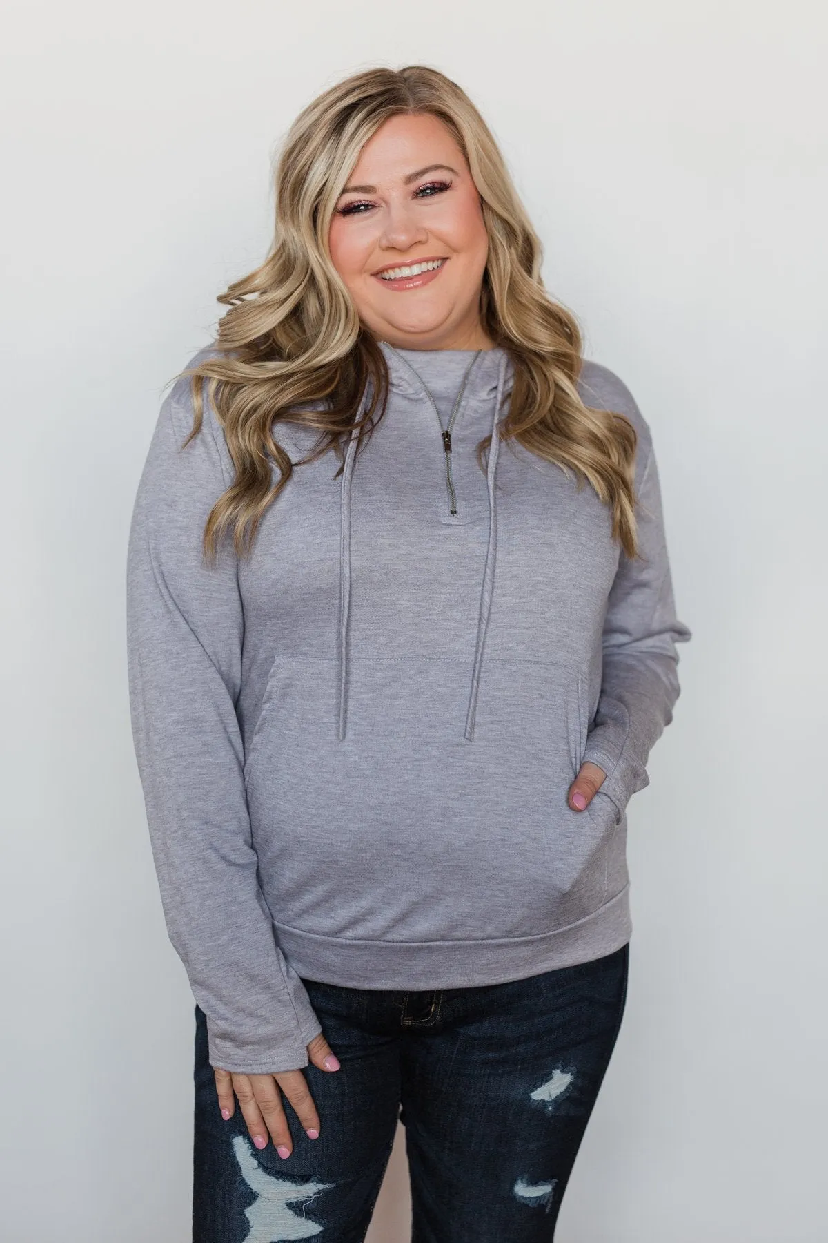Solid Bliss Quarter Zip Hoodie- Lavender