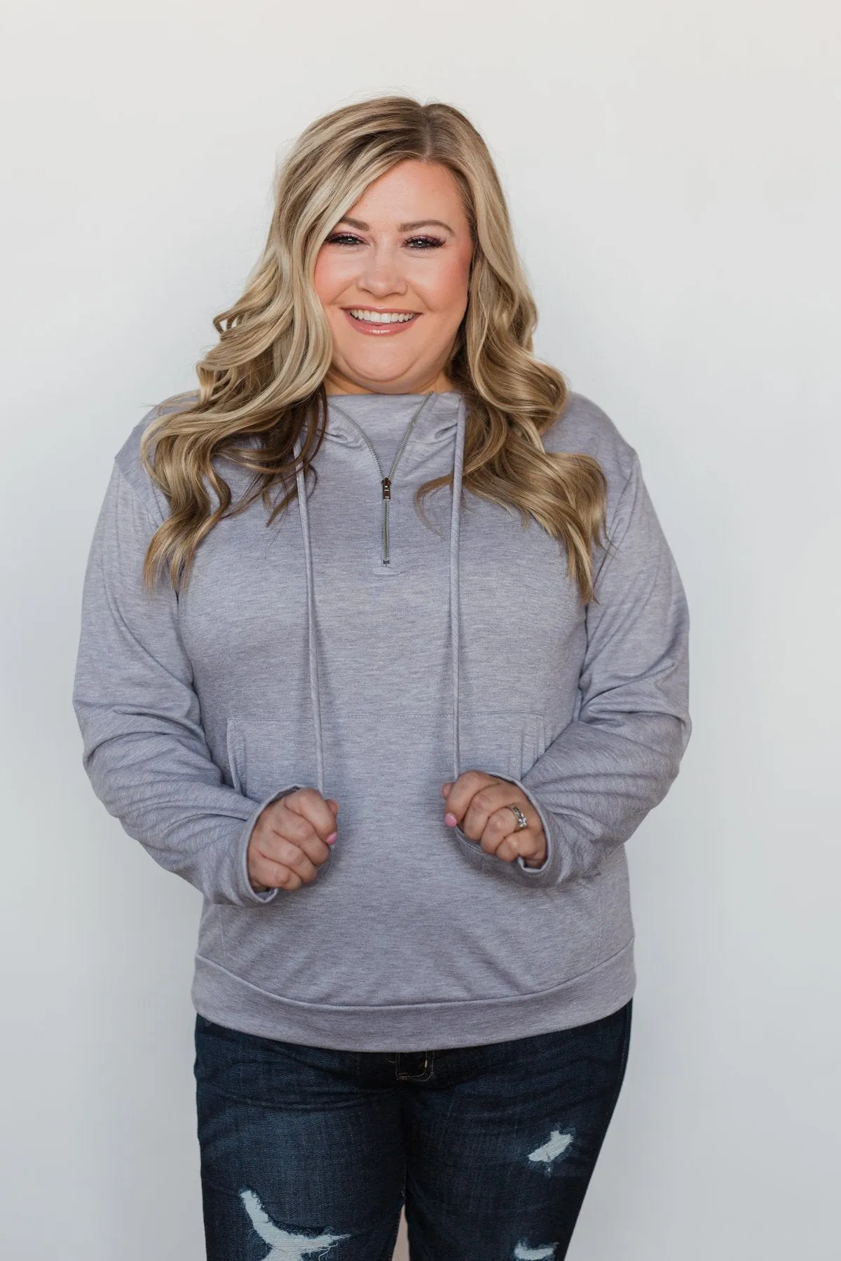 Solid Bliss Quarter Zip Hoodie- Lavender