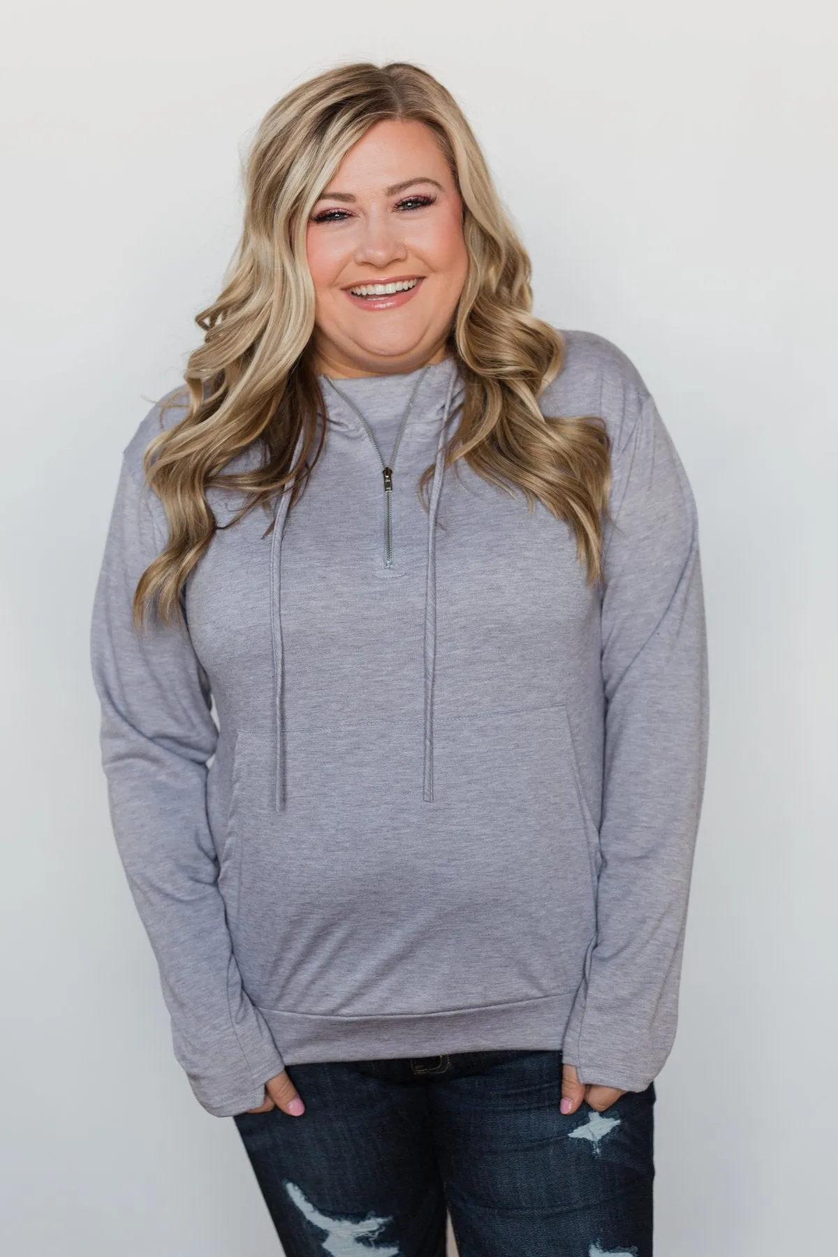 Solid Bliss Quarter Zip Hoodie- Lavender