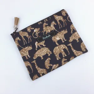 Sparkle Safari Small Clutch, Small makeup bag.