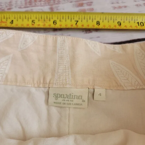 Spartina 449 Kade Linen Skirt Callawassie Palmetto Tan Floral Midi Fringe 4