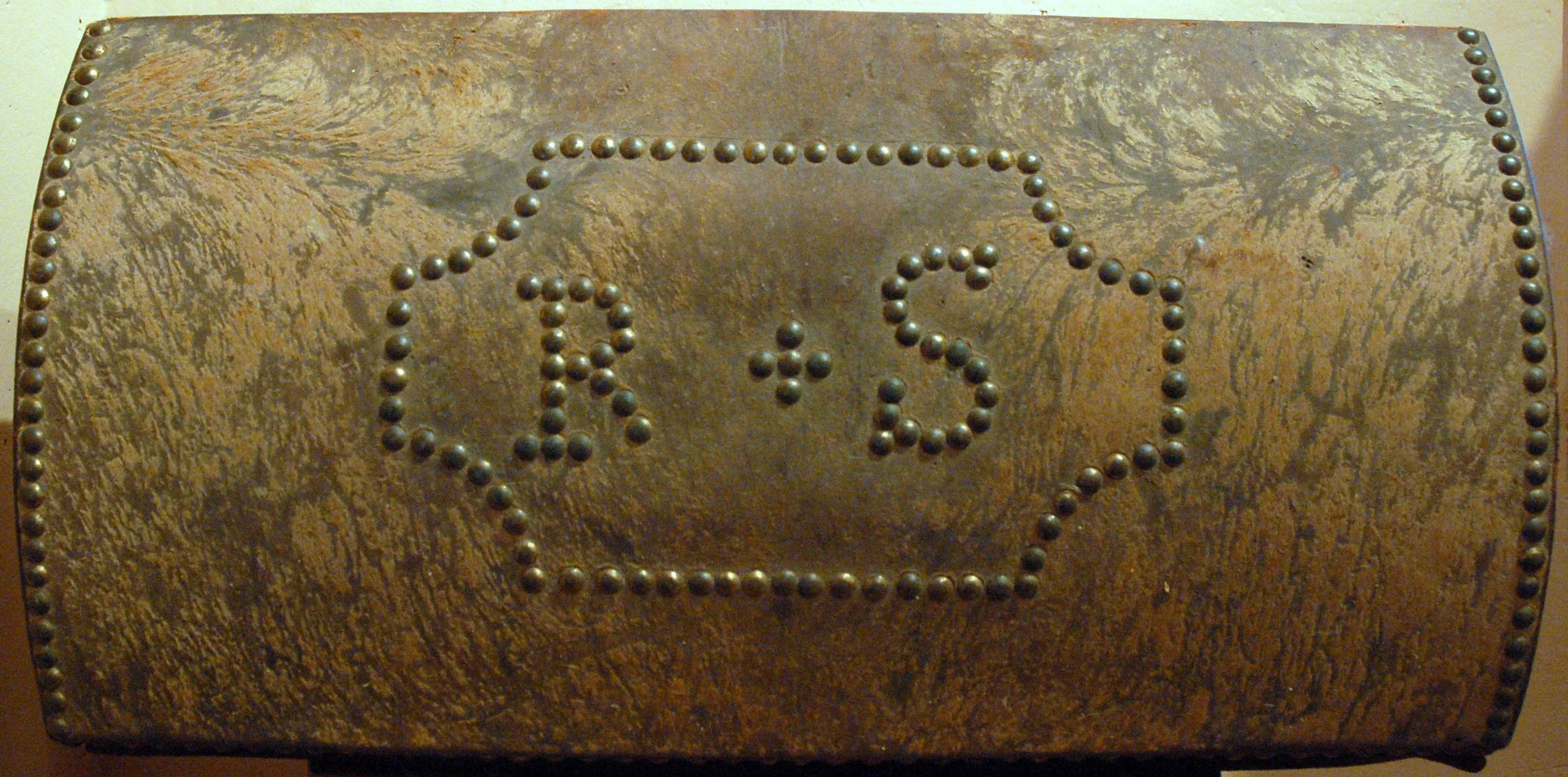 STOLEN 6/21/24 Vintage Studded Document Box with Initials R&S