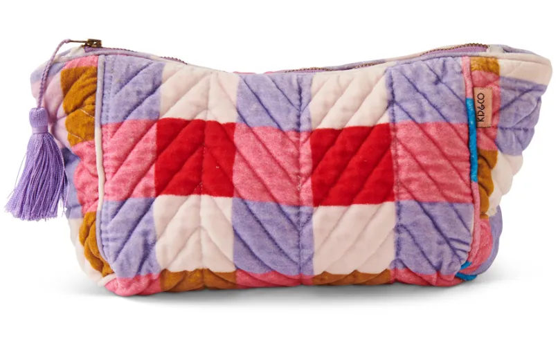 Summer Check Velvet Toiletry Bag