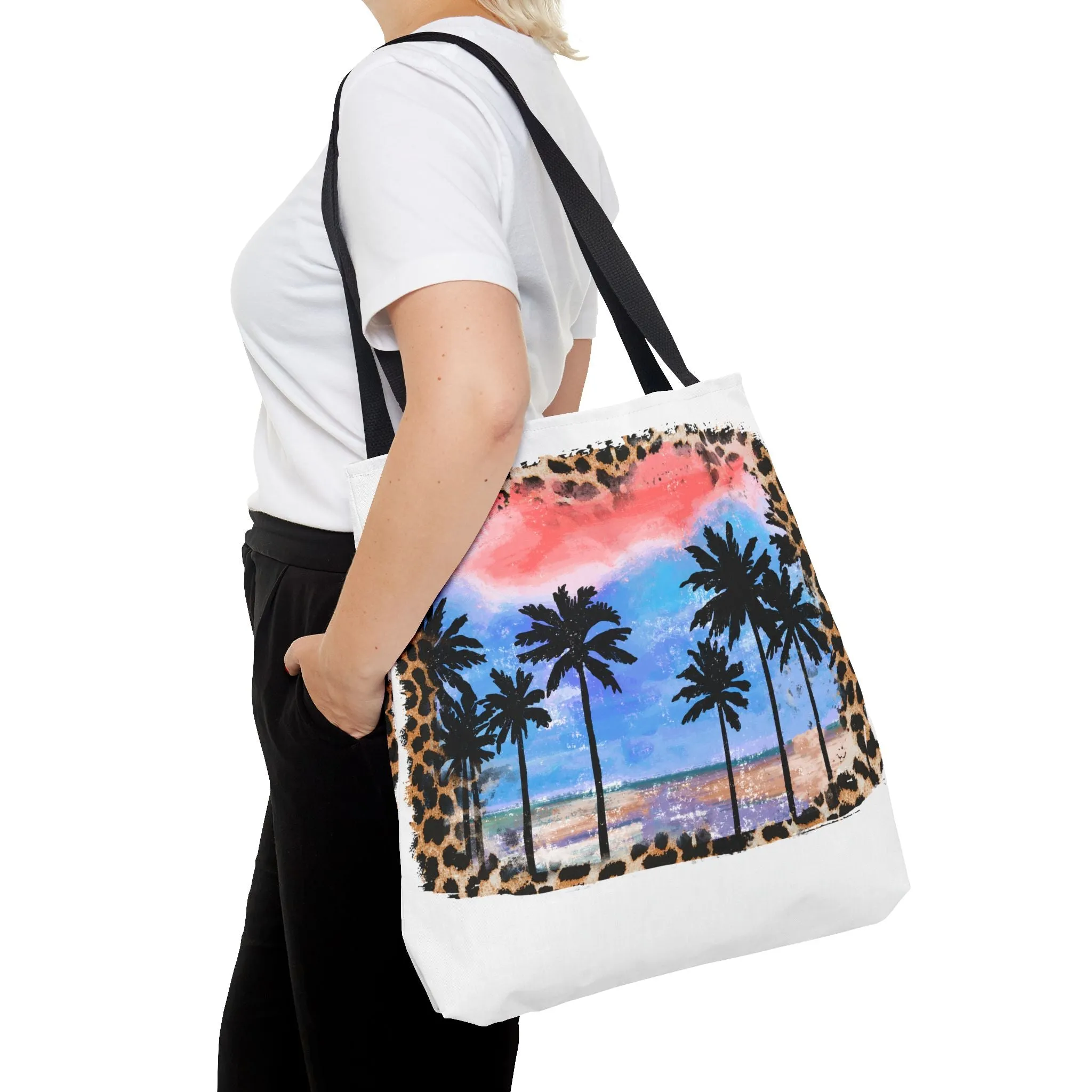 Summer with Leopard Background Tote Bag
