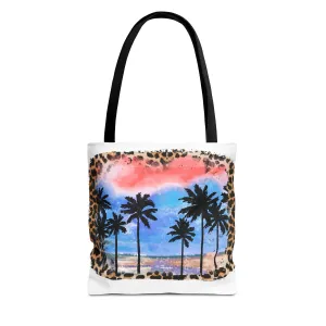 Summer with Leopard Background Tote Bag