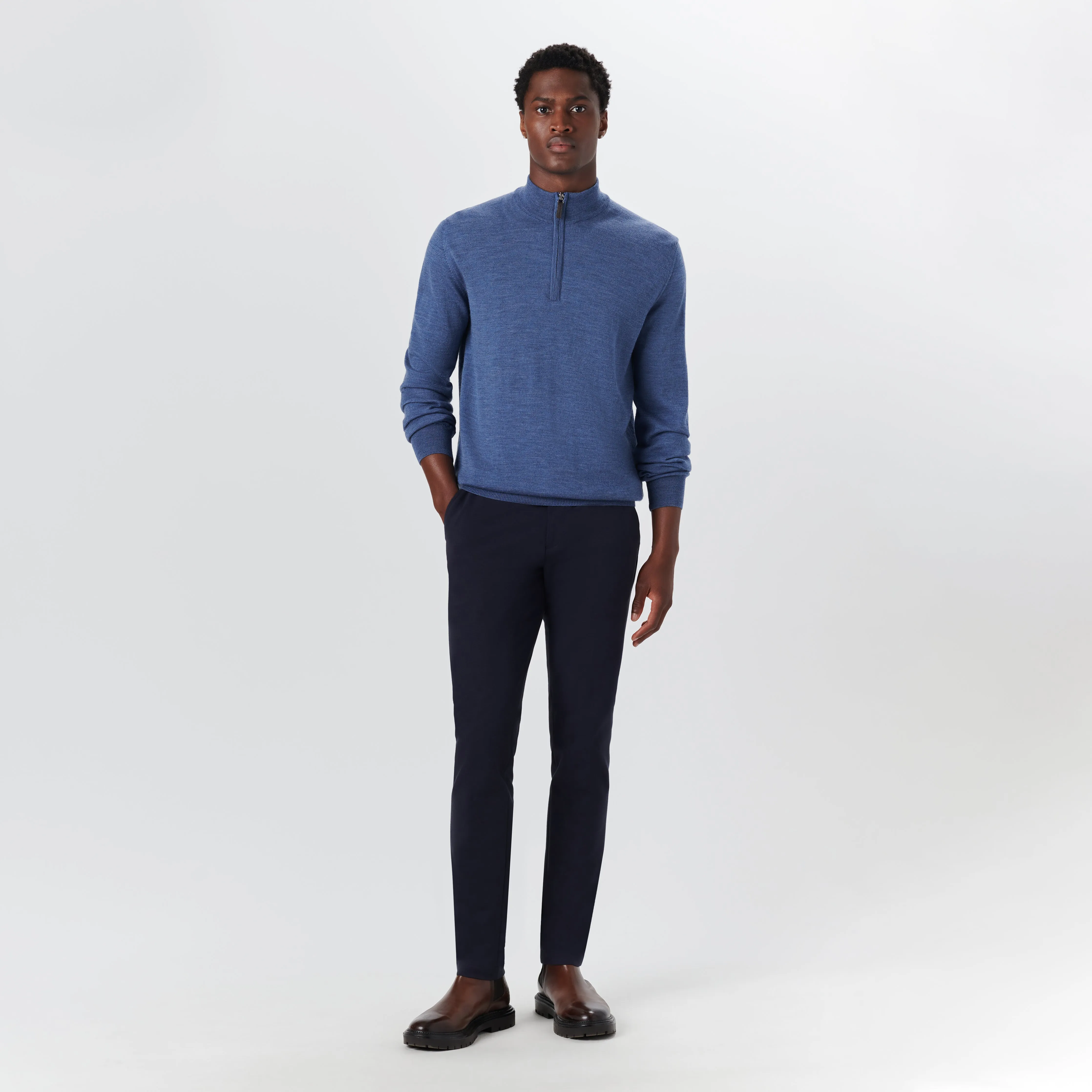 Super Merino Solid Quarter Zip Sweater