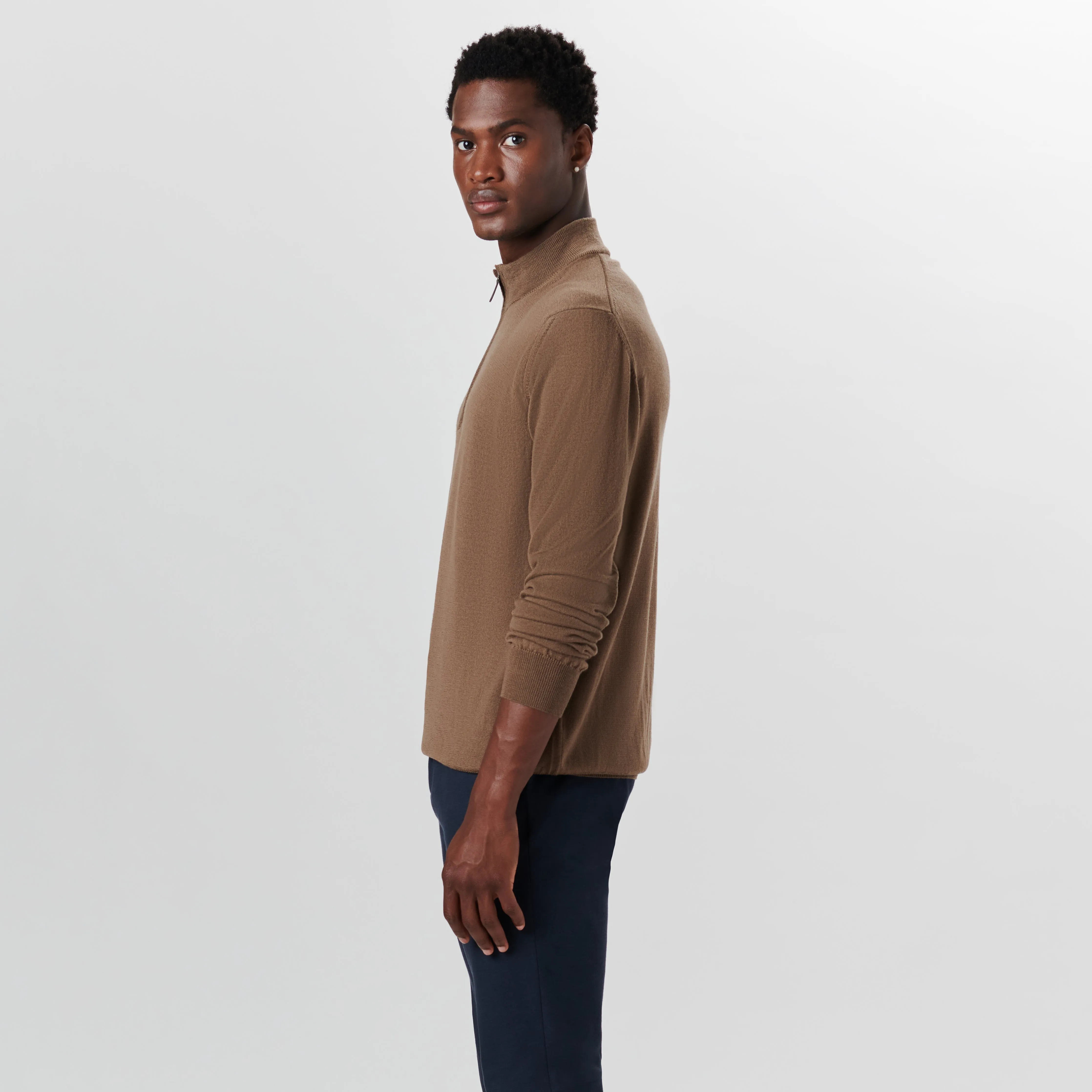Super Merino Solid Quarter Zip Sweater