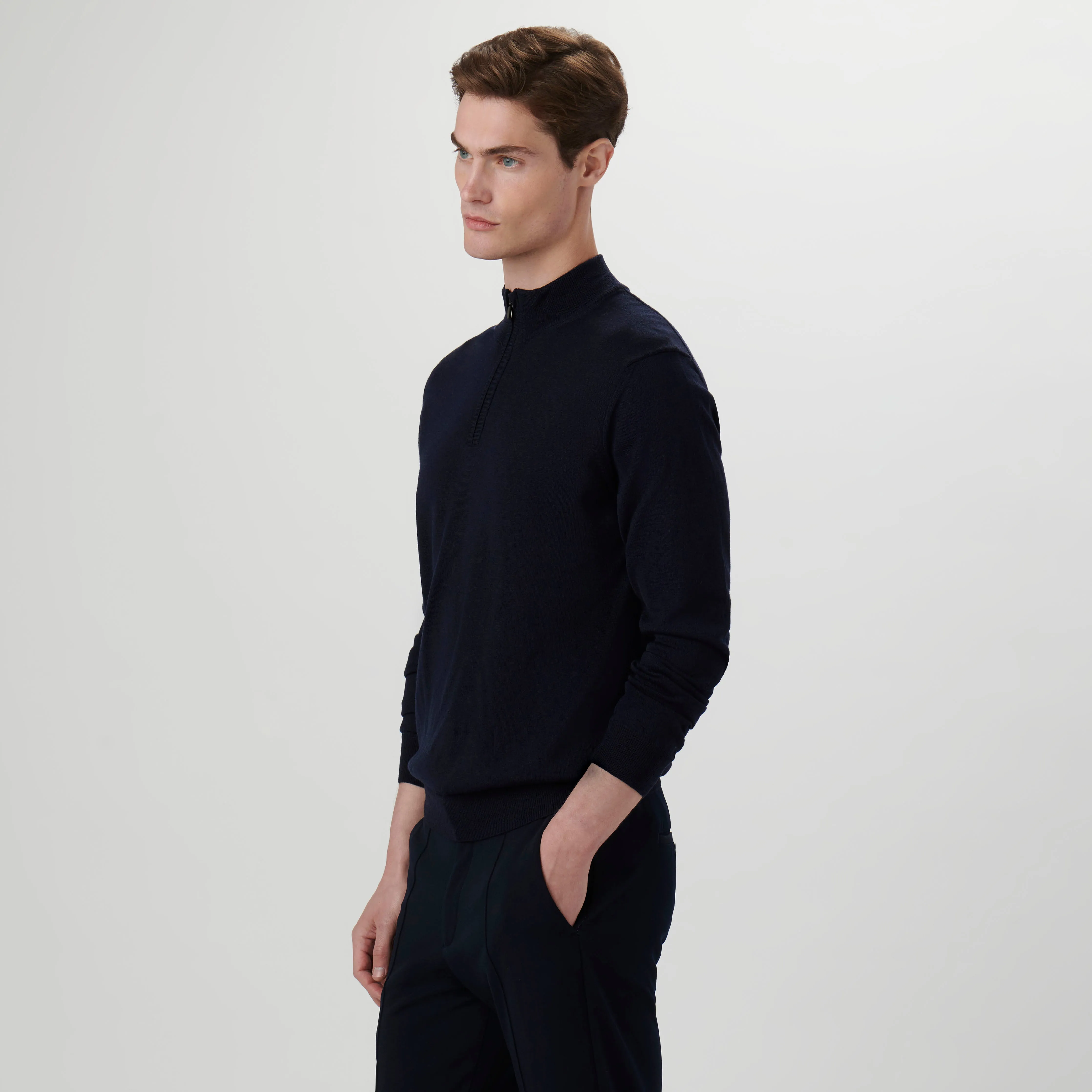 Super Merino Solid Quarter Zip Sweater