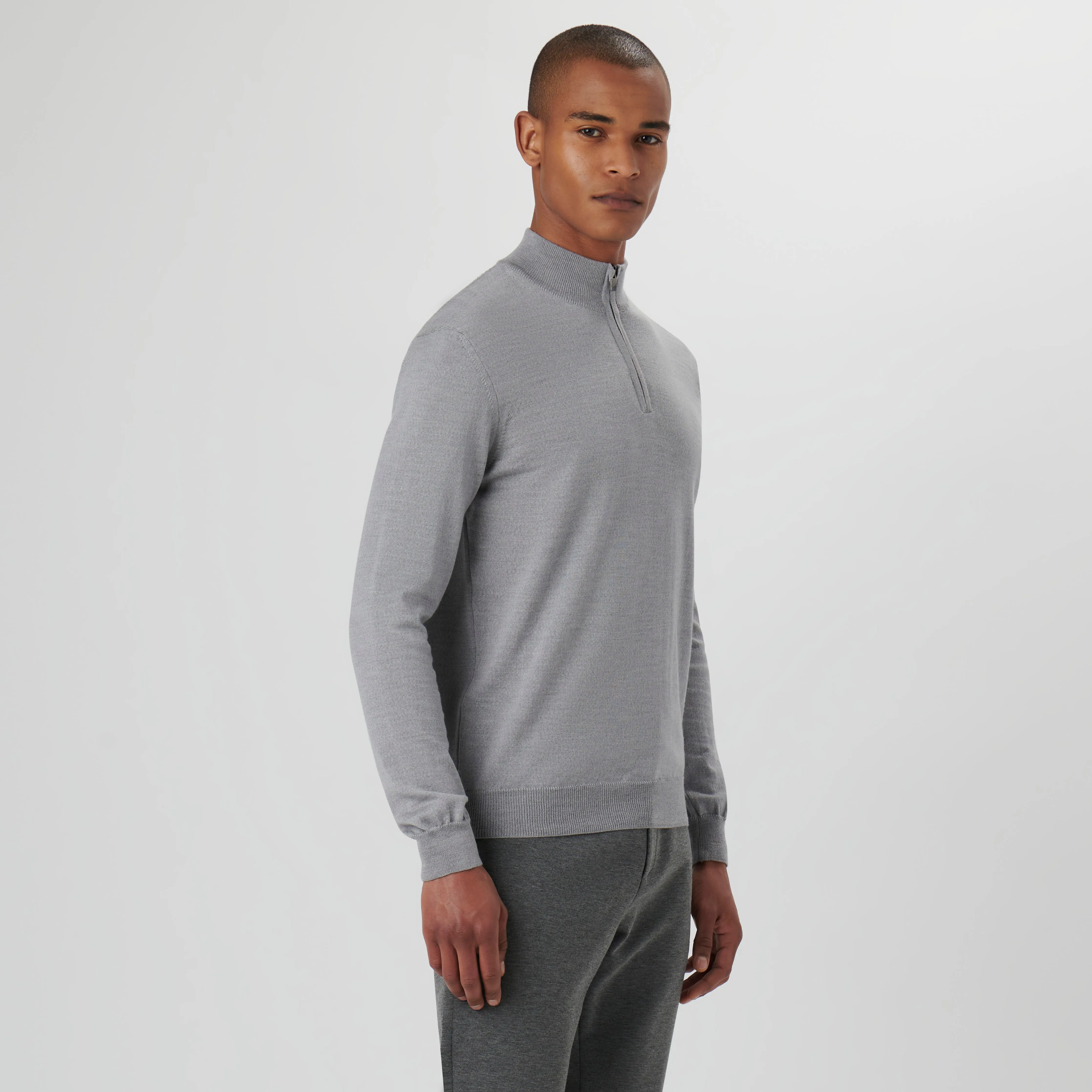 Super Merino Solid Quarter Zip Sweater