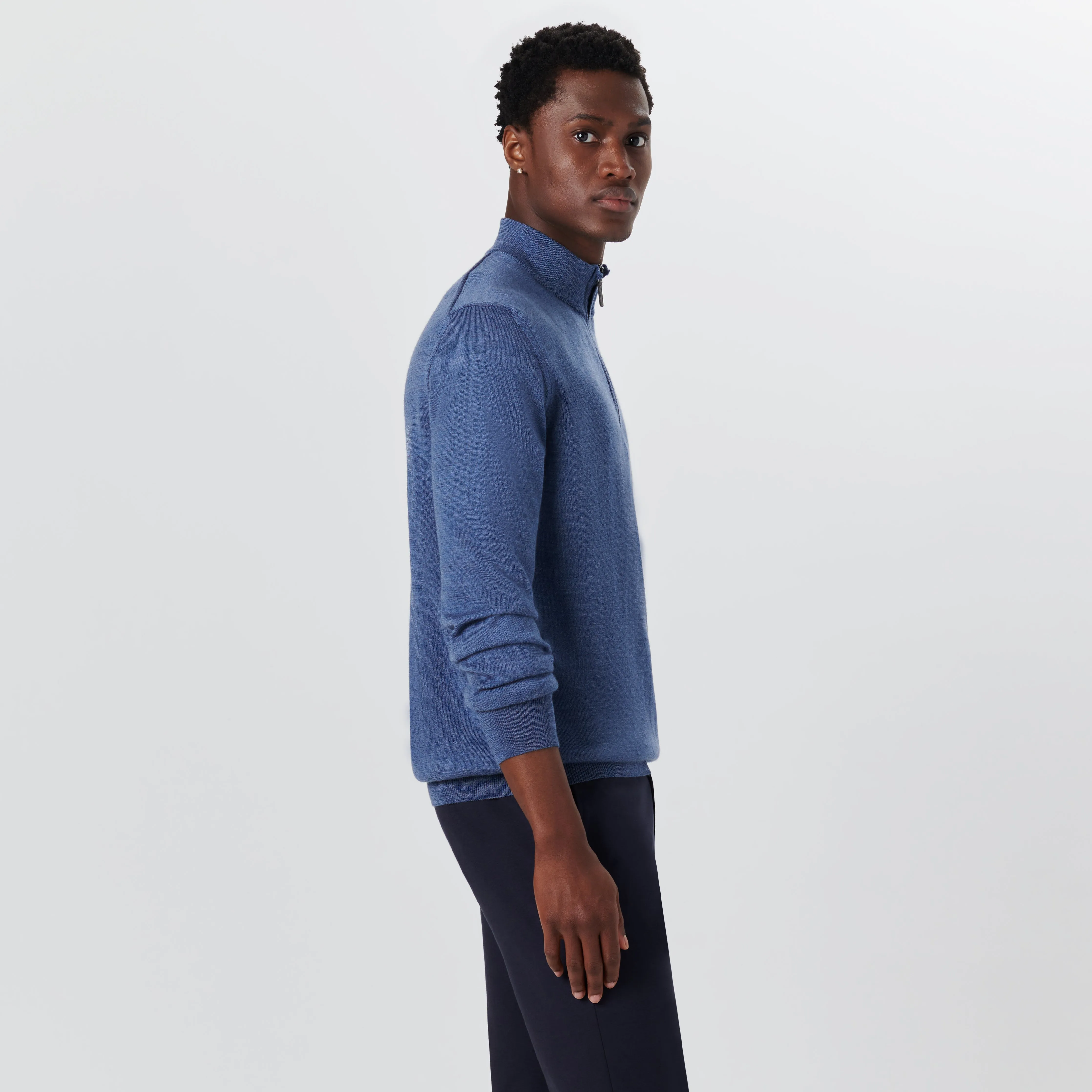 Super Merino Solid Quarter Zip Sweater