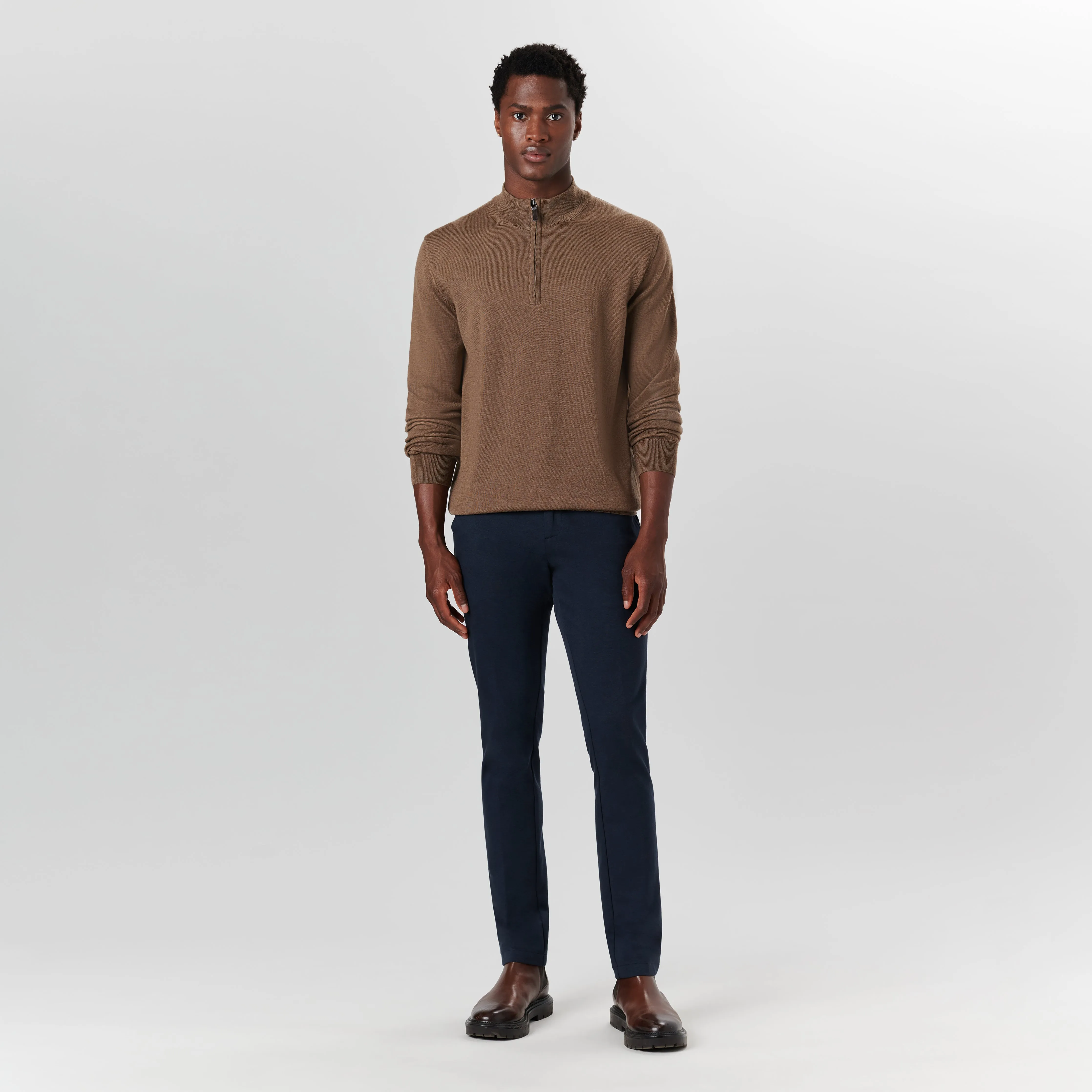 Super Merino Solid Quarter Zip Sweater
