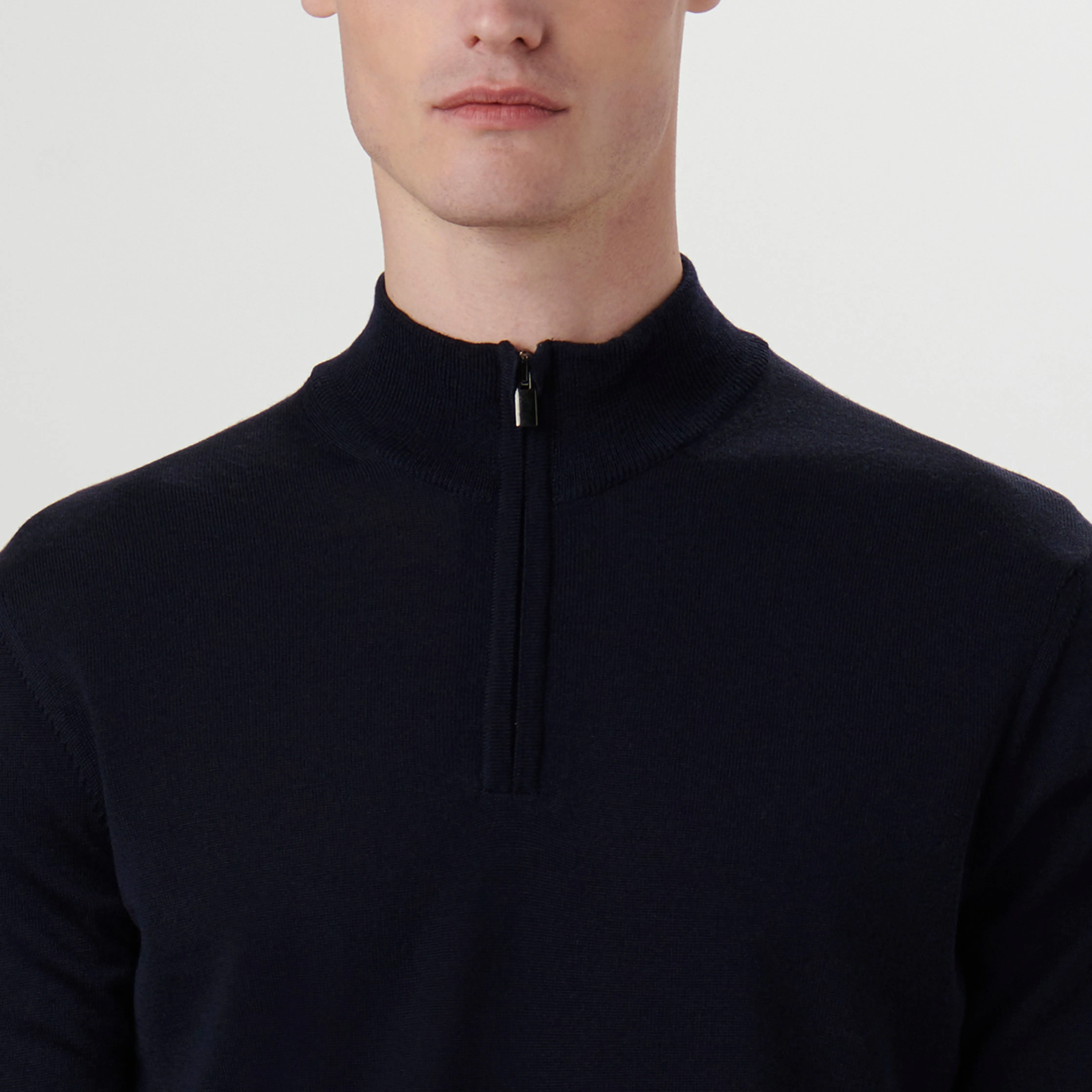 Super Merino Solid Quarter Zip Sweater