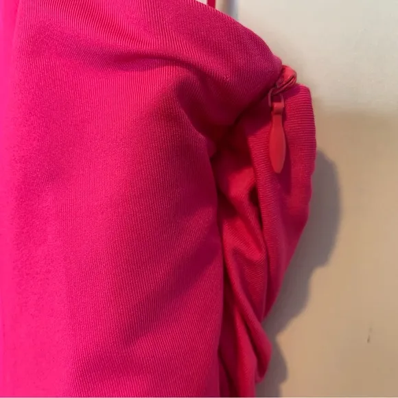 Superdown Revolve Mallory High Neck Midi Ruched Dress Halter Hot Pink