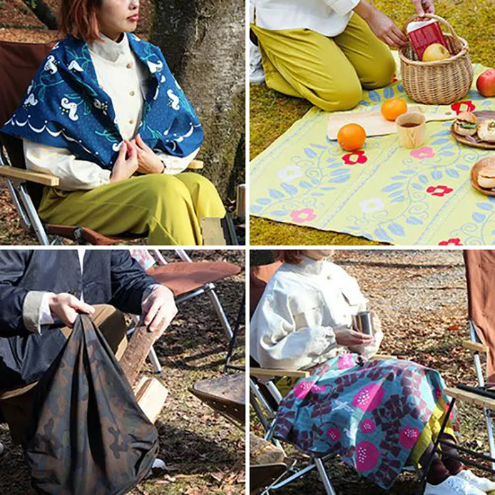 Takehisa Yumeji - Aqua Drop (Water repellent finish organic cotton) - Yuri (Lily) Navy アクアドロップコットン 竹久夢二 ゆり ネイビー(撥水加工) - Furoshiki   100 x 100 cm