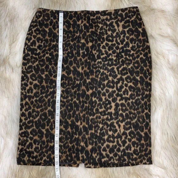 Talbots Leopard Polyester - Wool Pencil Skirt - Size 8
