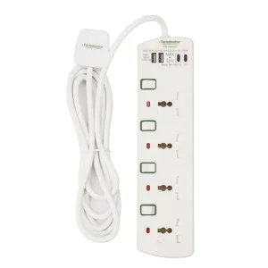 Terminator 4-Way Universal Power Extension Socket with USB - TPB 764UAC-3M