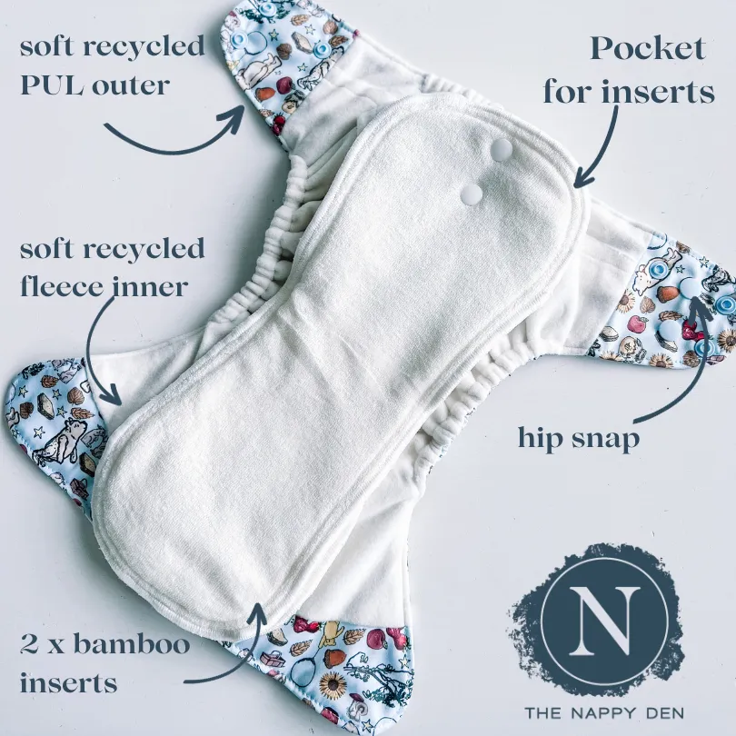 The Nappy Den - Winnie-The-Pooh - Pocket Nappy - Picnic with Pooh - Onesize
