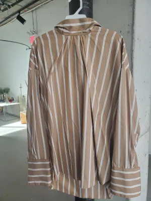 Tie Back Mockneck - Camel stripe