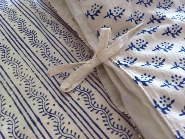 Tilonia® Queen Duvet Set - Centipede Stripe & Sprig in Blue