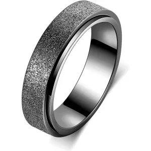 Titanium Stainless Steel Anxiety Ring for Women Men, Size 6-10, Width 6MM, 5-Color: Rose Gold-Rainbow-Silver-Black-Blue, Sand Blasted Finished | Multiple Colors and Sizes