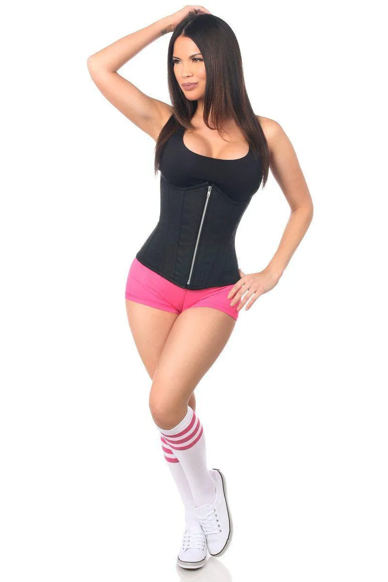 Top Drawer Black Cotton Steel Boned Underbust Corset w/Zipper