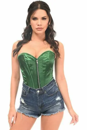 Top Drawer Dark Green Satin Steel Boned Corset