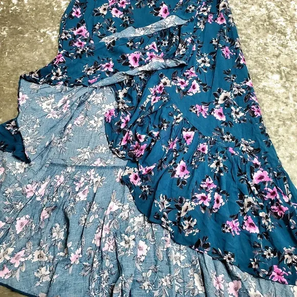 Torrid Teal Floral Challis Hi-Lo Skirt