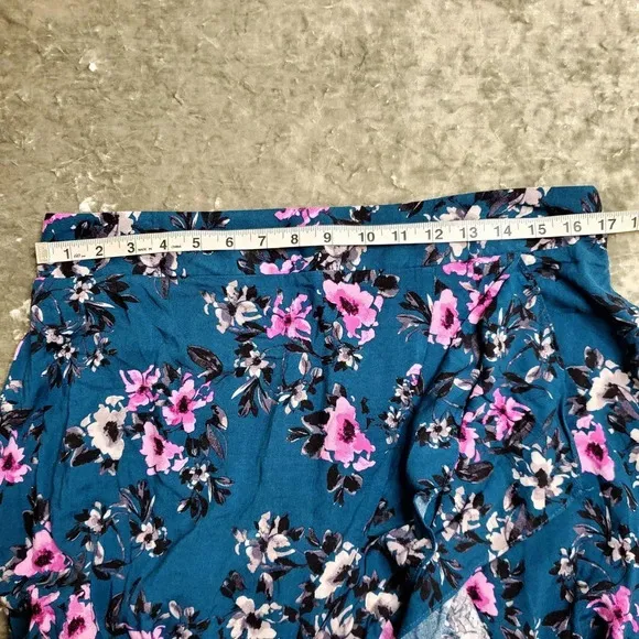 Torrid Teal Floral Challis Hi-Lo Skirt