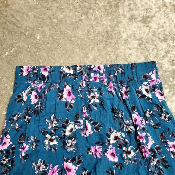 Torrid Teal Floral Challis Hi-Lo Skirt