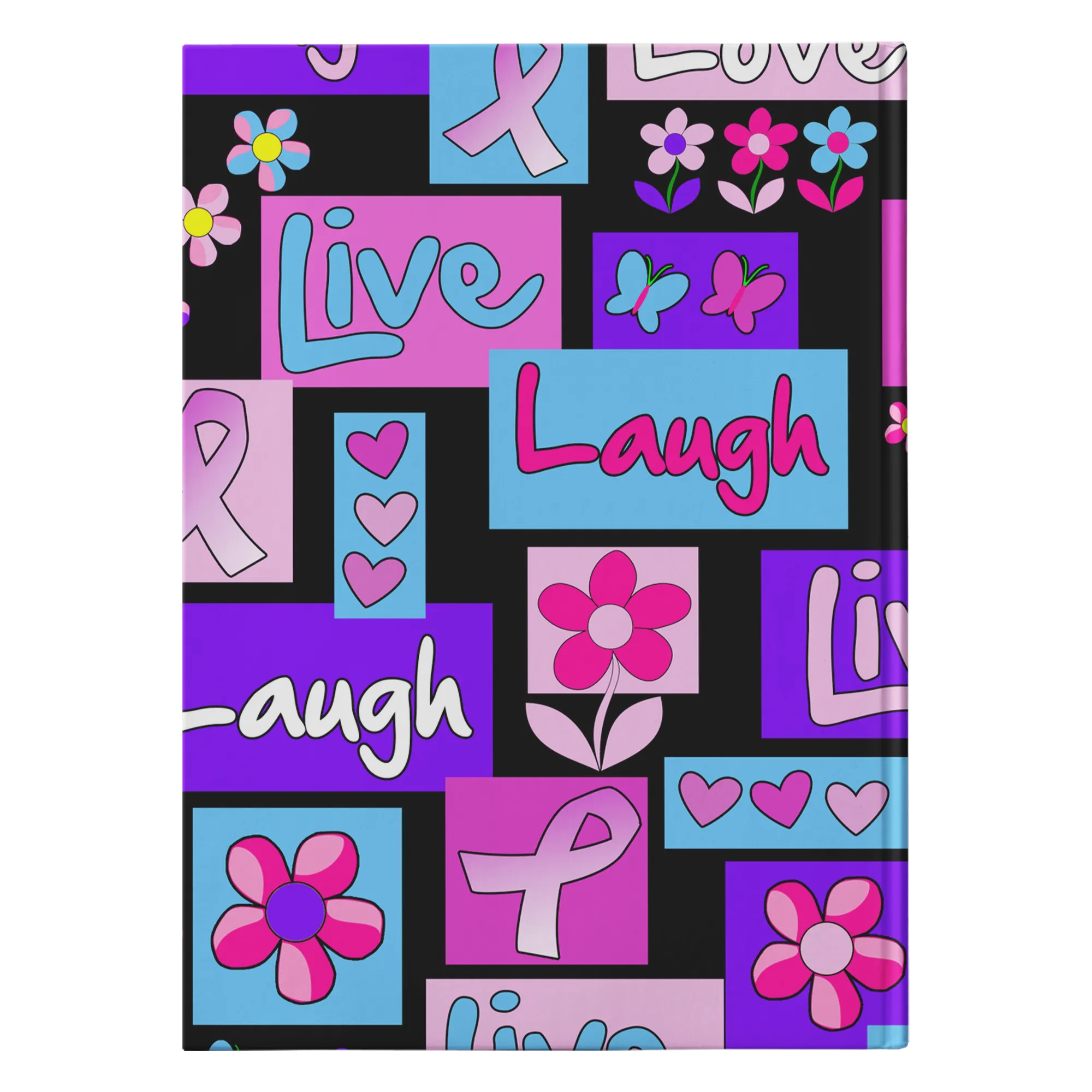 Trendy Live Love Laugh Pink Ribbon Notebook Journal