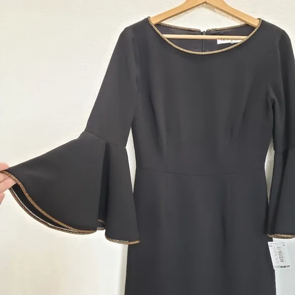 Trina Turk Black Bell Sleeve Dress Size 2 NWT