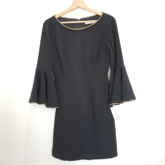 Trina Turk Black Bell Sleeve Dress Size 2 NWT