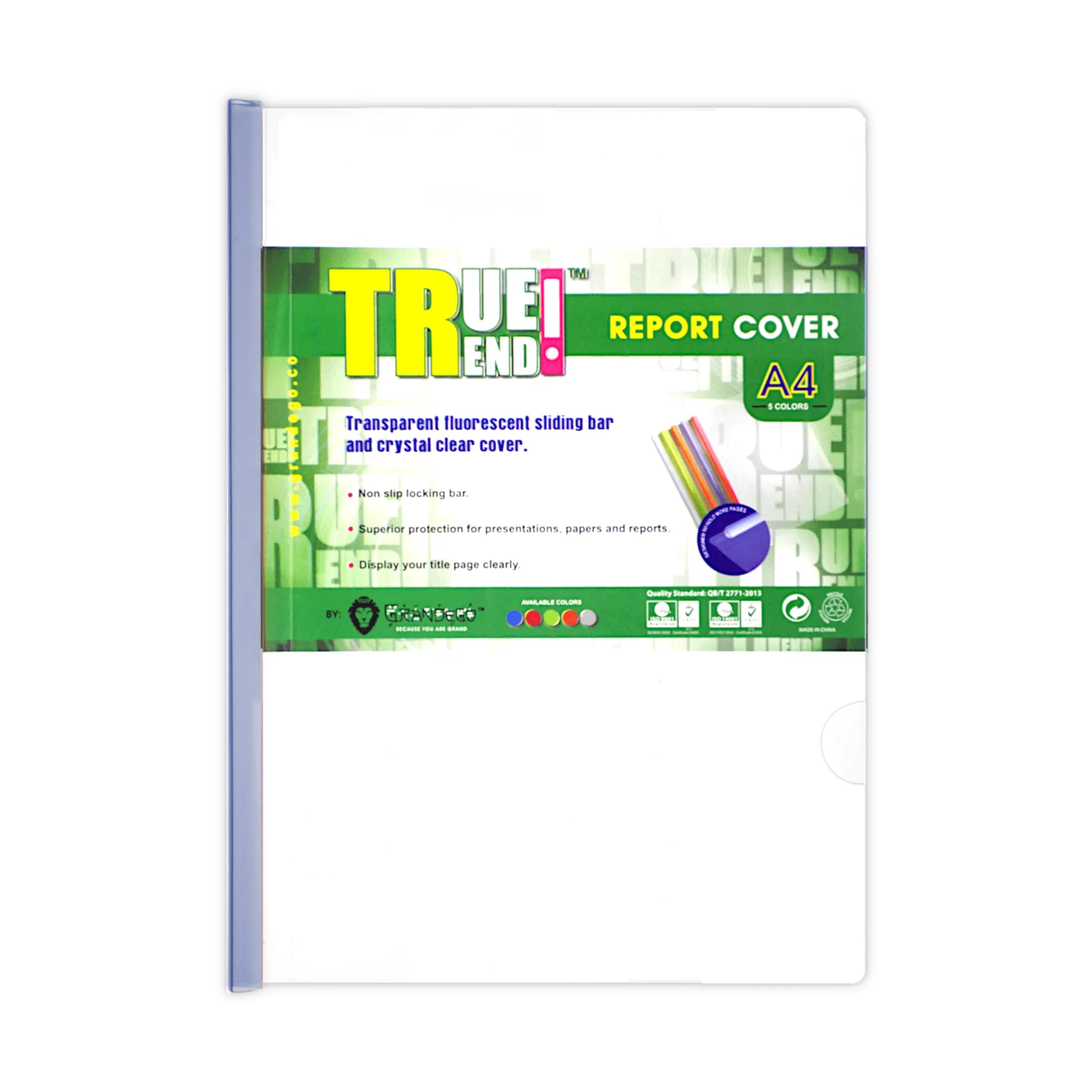 True Trend Plastic Presentation File with Sliding Bar Clear A4