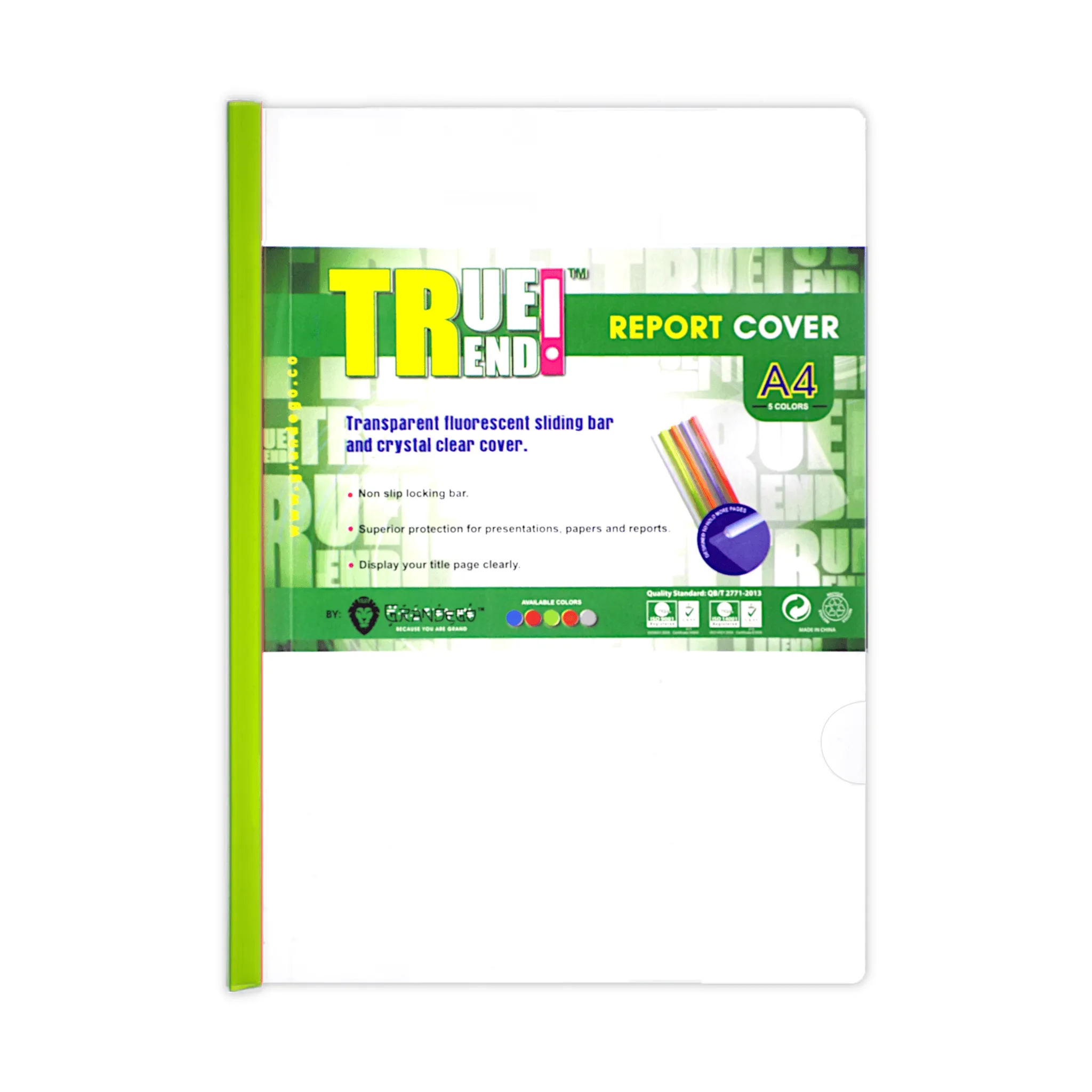 True Trend Plastic Presentation File with Sliding Bar Clear A4