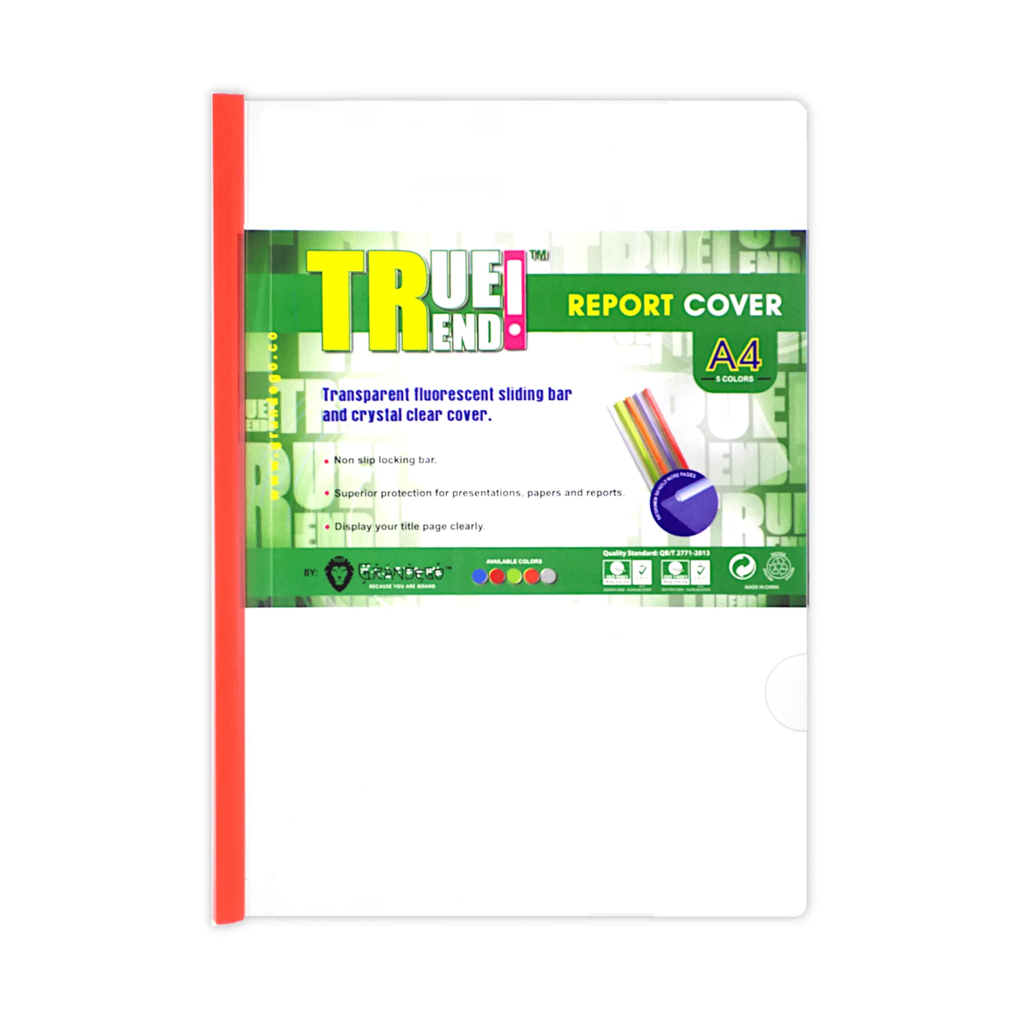 True Trend Plastic Presentation File with Sliding Bar Clear A4