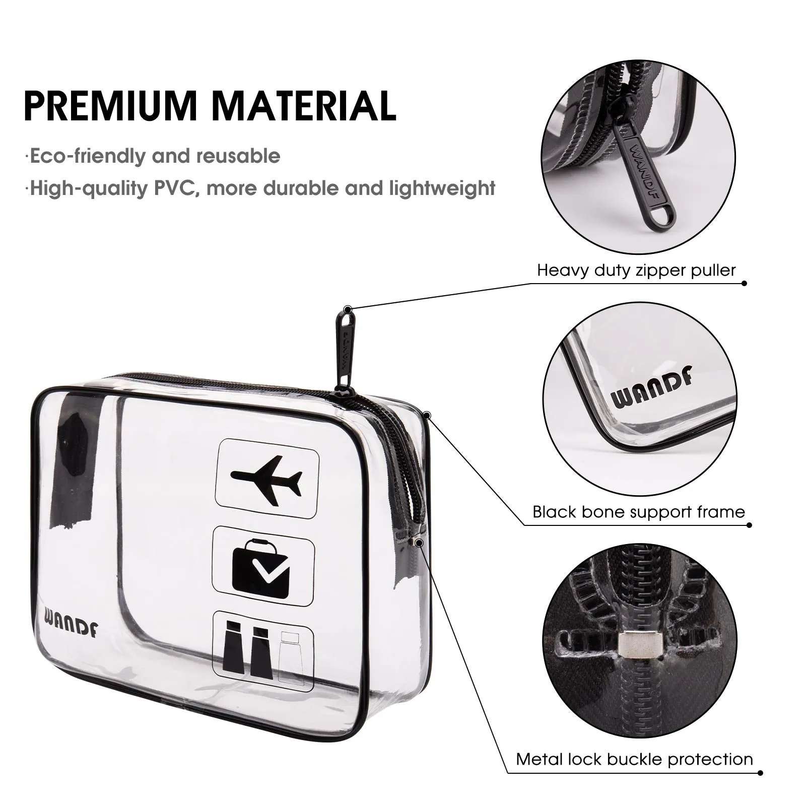 TSA Approved Clear Travel Toiletry Bag wih Zippers Carry-on Travel Accessories Quart Size Toiletries Cosmetic Pouch Makeup Bags for Men and Women (4pcs)
