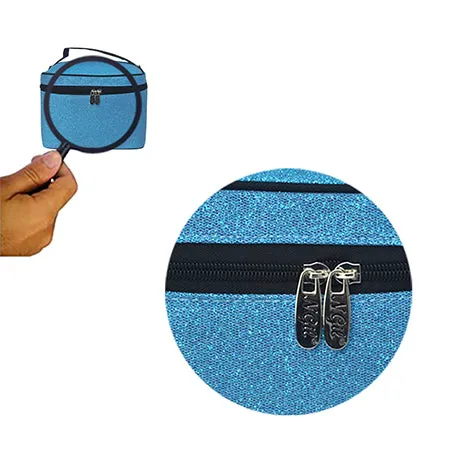 Turquoise Glitter NGIL Large Top Handle Cosmetic Case