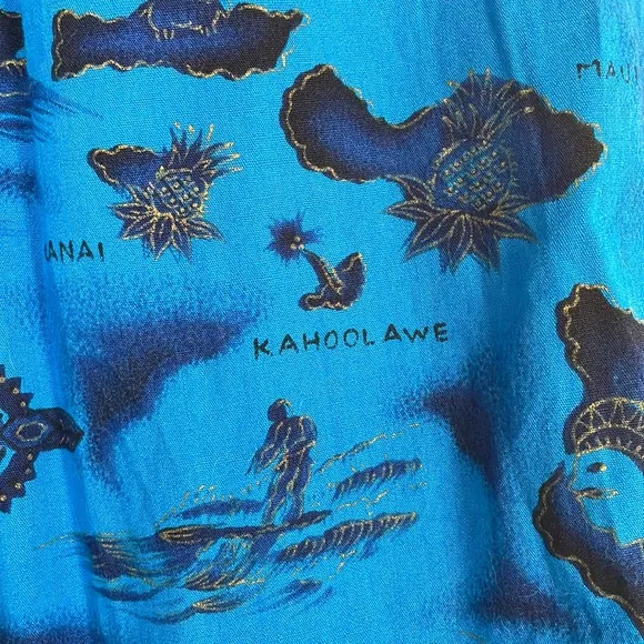 UI MAIKAI MADE IN HAWAII VINTAGE 60s mumu caftan dress. Hawaii graphics Royal