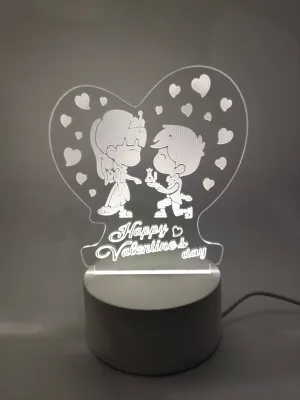 Valentines Couple Hearts Acrylic Nightlight