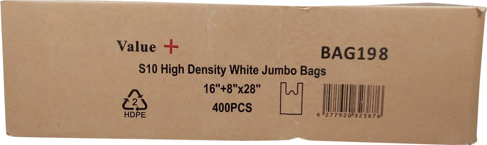 Value   - S10 Jumbo HD Shopping Bags - White