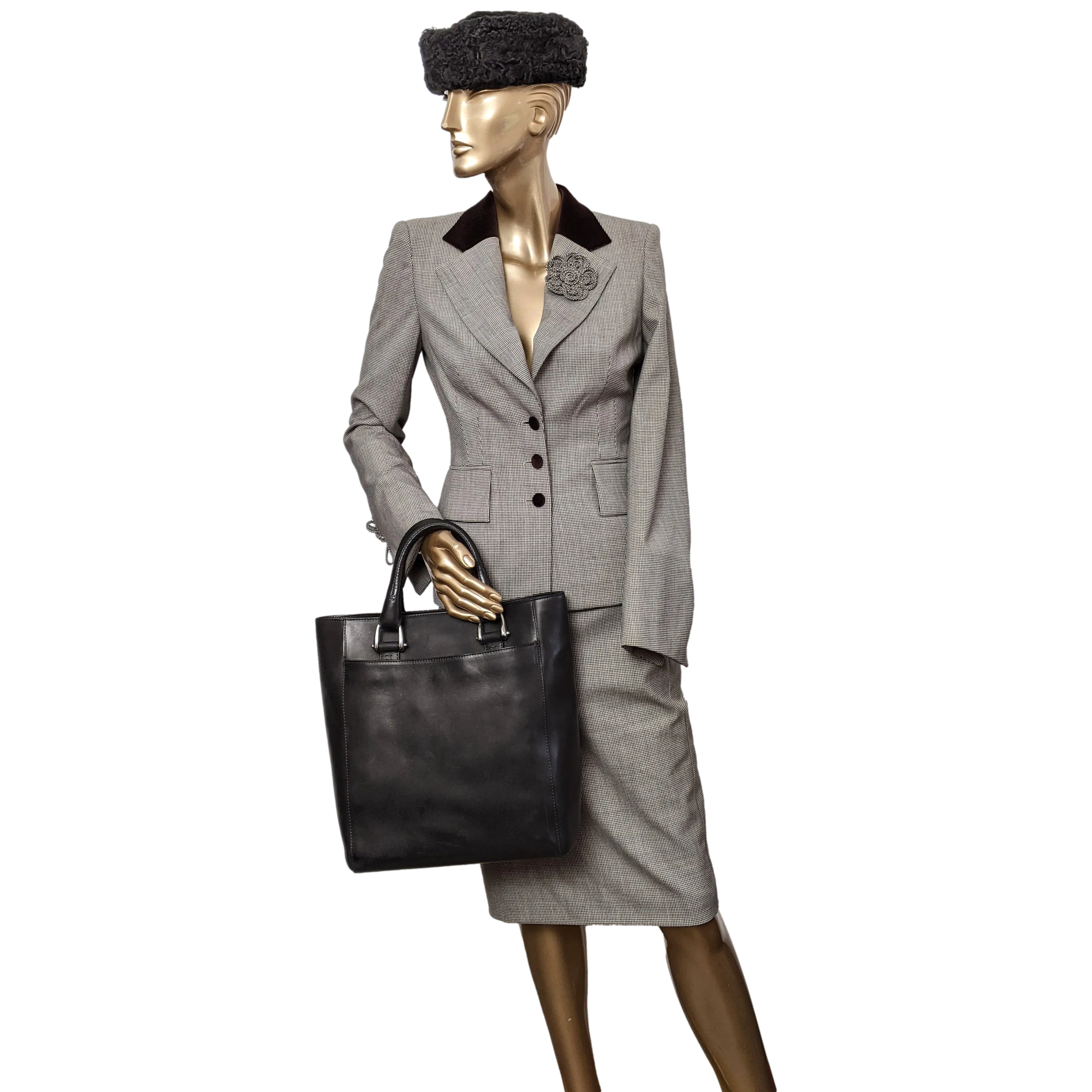 VAN ASTYN Black Barenia Calfskin Leather Shopping Bag 30 cm, New with Dustbag, Made in Switzerland!