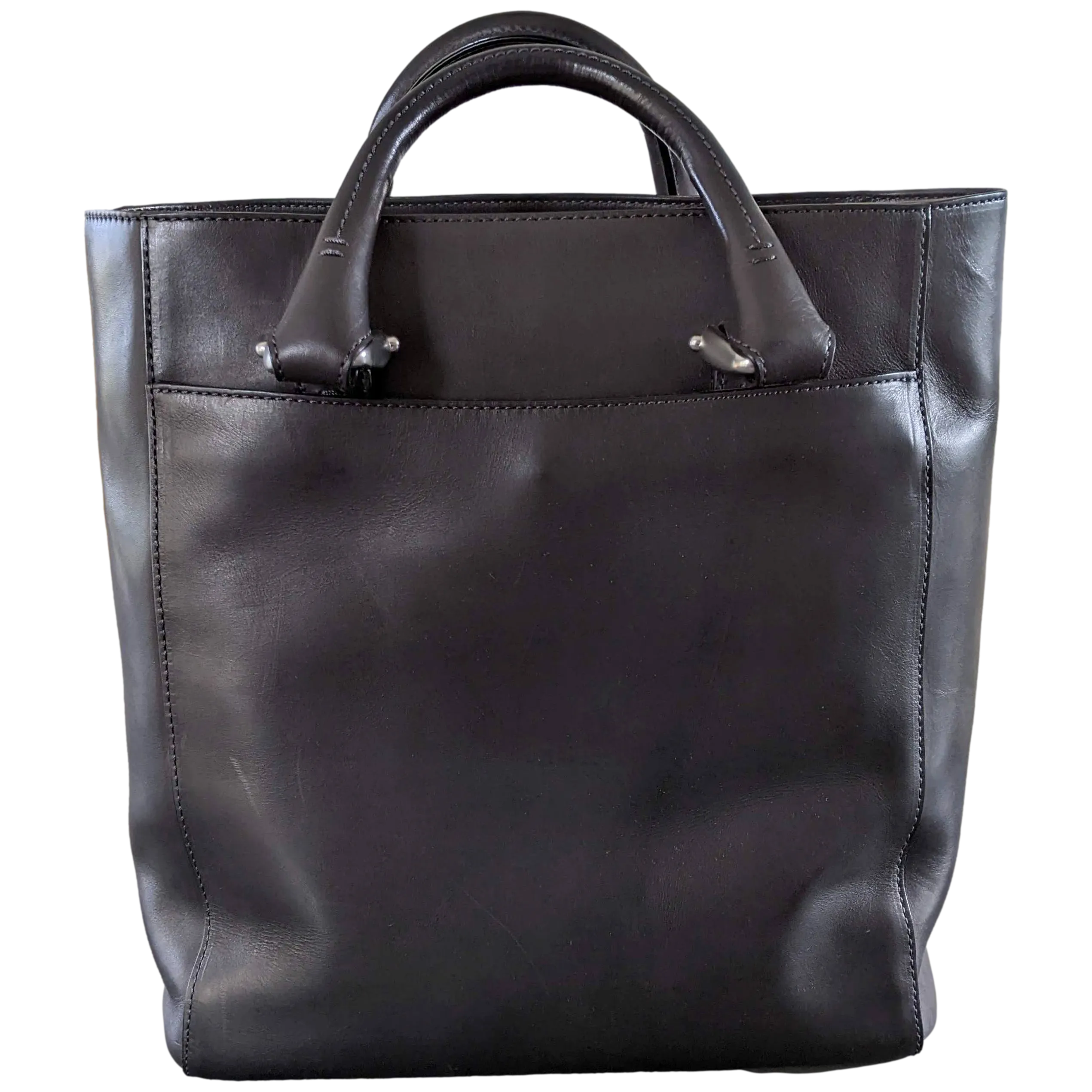 VAN ASTYN Black Barenia Calfskin Leather Shopping Bag 30 cm, New with Dustbag, Made in Switzerland!