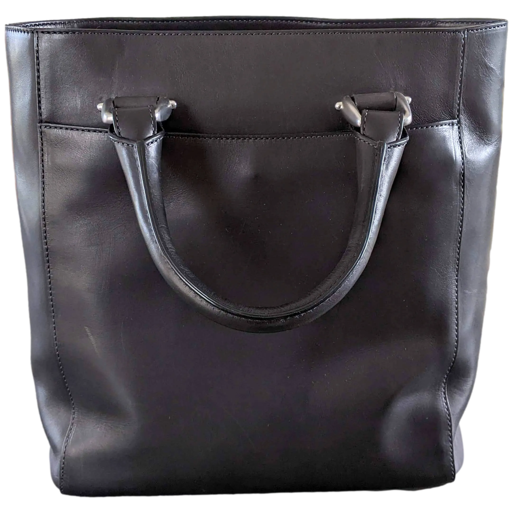 VAN ASTYN Black Barenia Calfskin Leather Shopping Bag 30 cm, New with Dustbag, Made in Switzerland!
